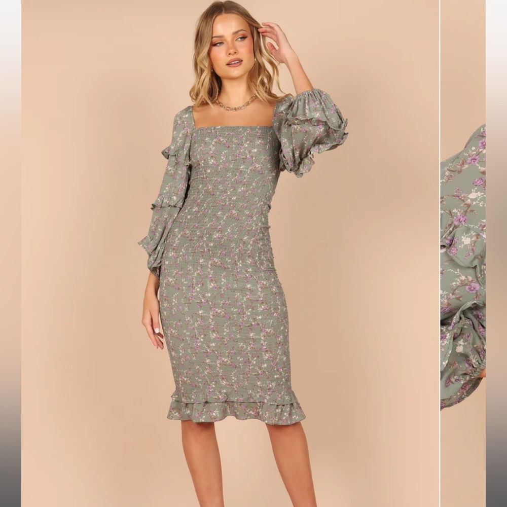 COPY - *never worn tags on* size 12 Petal and Pup sage smocked midi dress